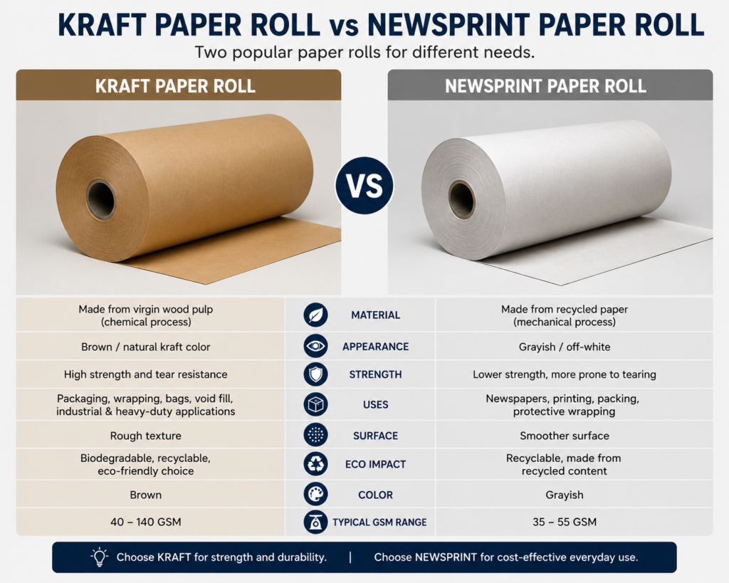 Kraft Paper Roll vs Newsprint Paper Roll at GTB International Papers